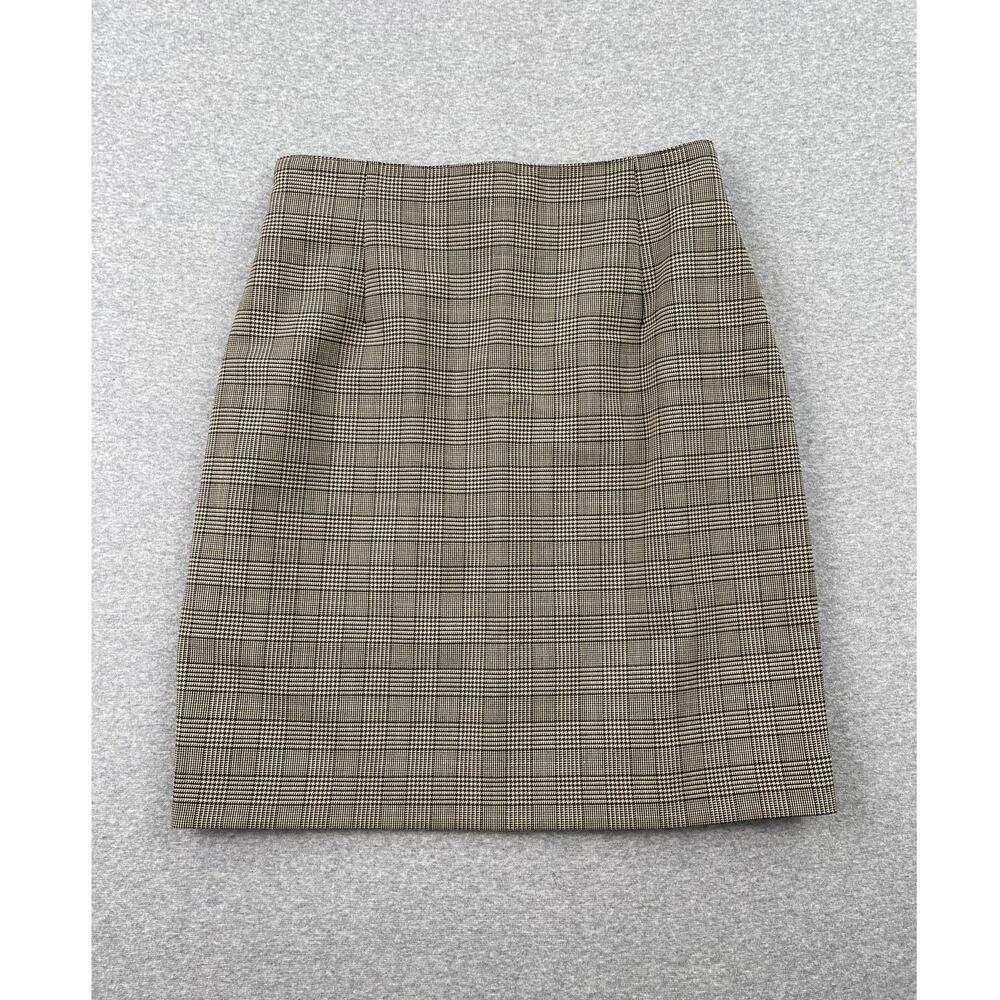 80s Vintage Thalian Wool-Blend Plaid Pencil Skirt Womens 4 Houndstooth Academia
